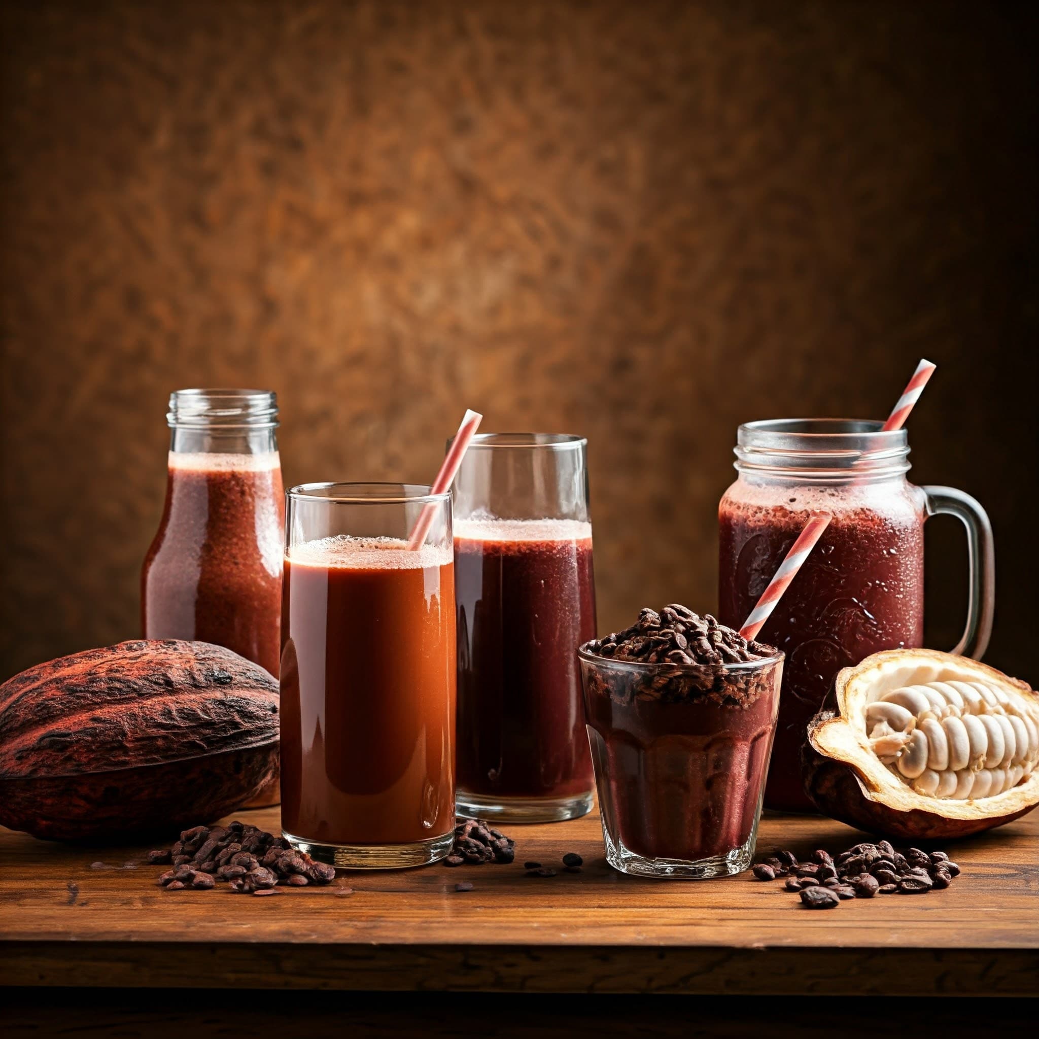 Jugos que utilizan pulpa de cacao como ingrediente (Imagen generada por IA)