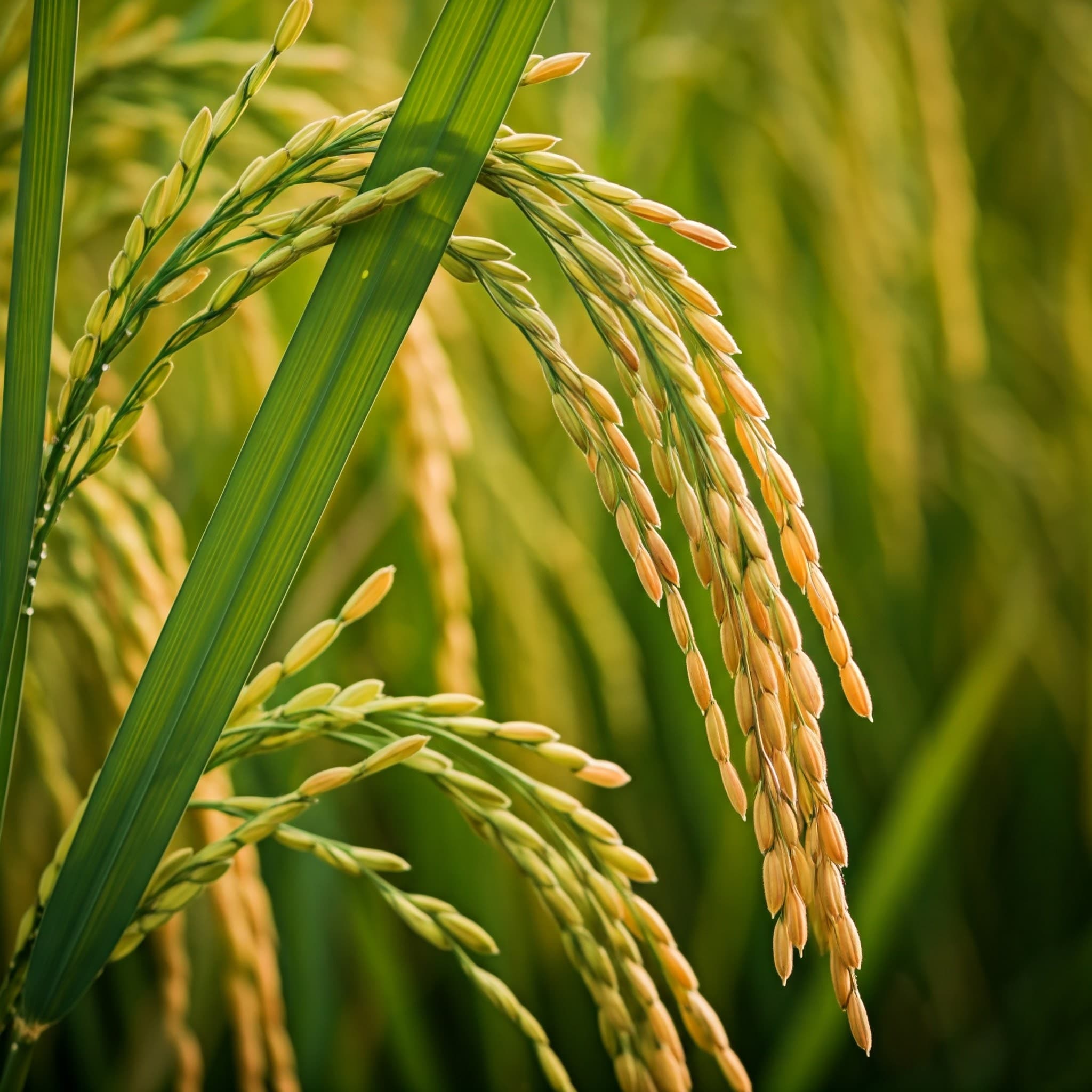Una planta de arroz con arroz maduro (imagen generada por IA)