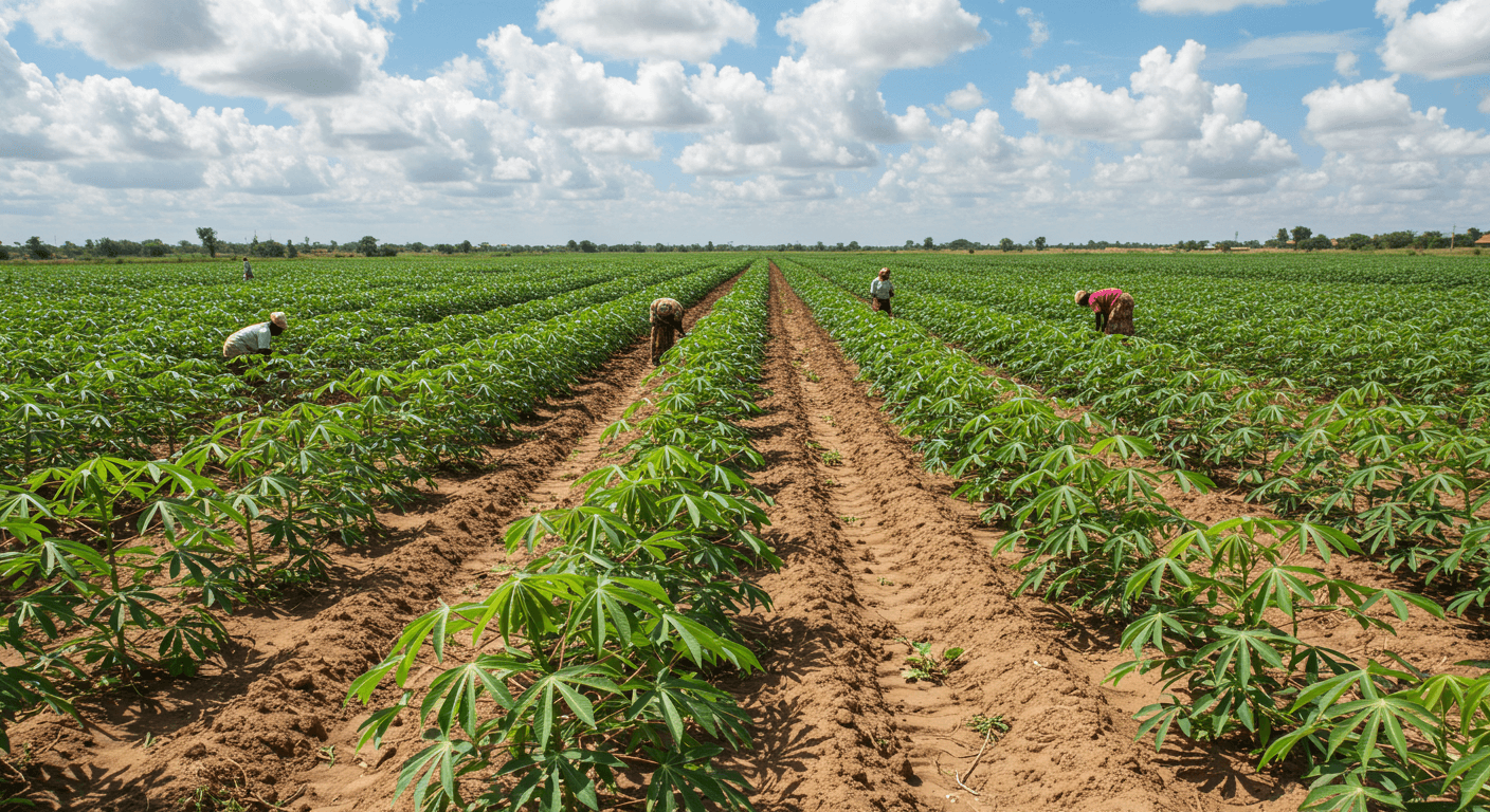 Campo de yuca en Nigeria (Imagen generada por IA)