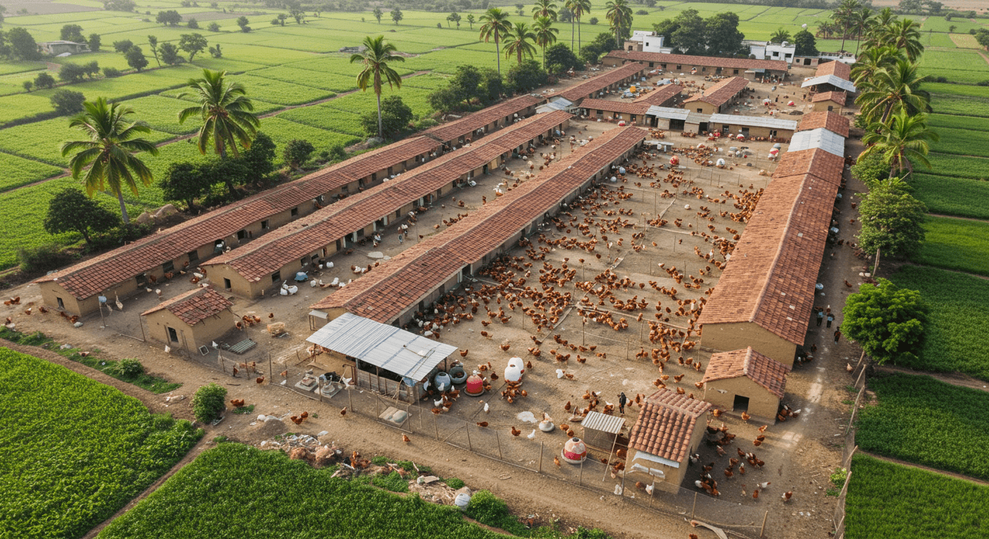 Une ferme avicole en Inde (image générée par l’IA)