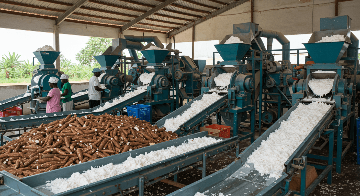 Cassava flour production line (AI-generated image)