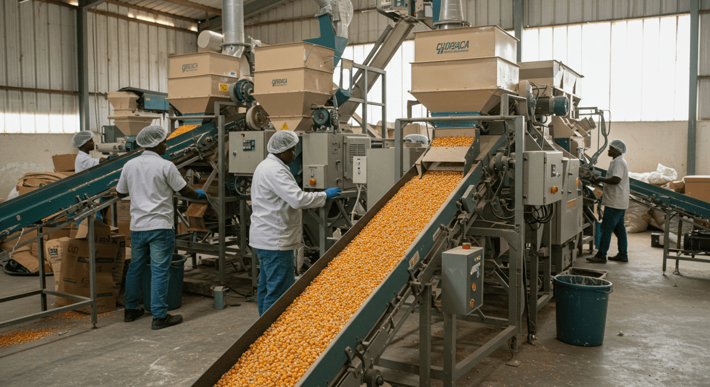 Maize flour production line (AI-generated image)