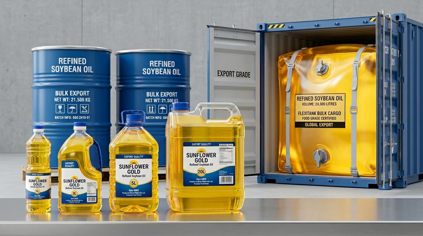 Refined soybean oil packaging (AI-generated image)